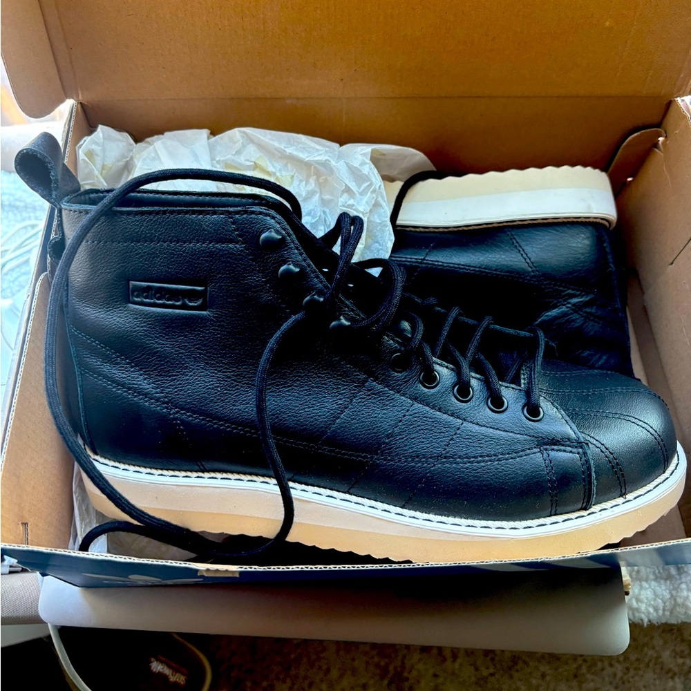 Adidas Black Ankle Boots with White Sole- new never worn
